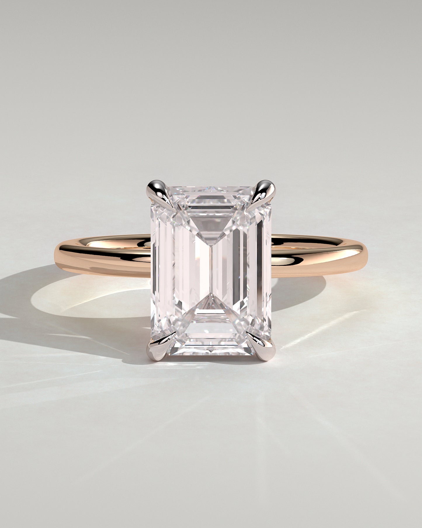 Alina - Emerald Claw Solitaire Engagement Ring - Rose Two-Tone