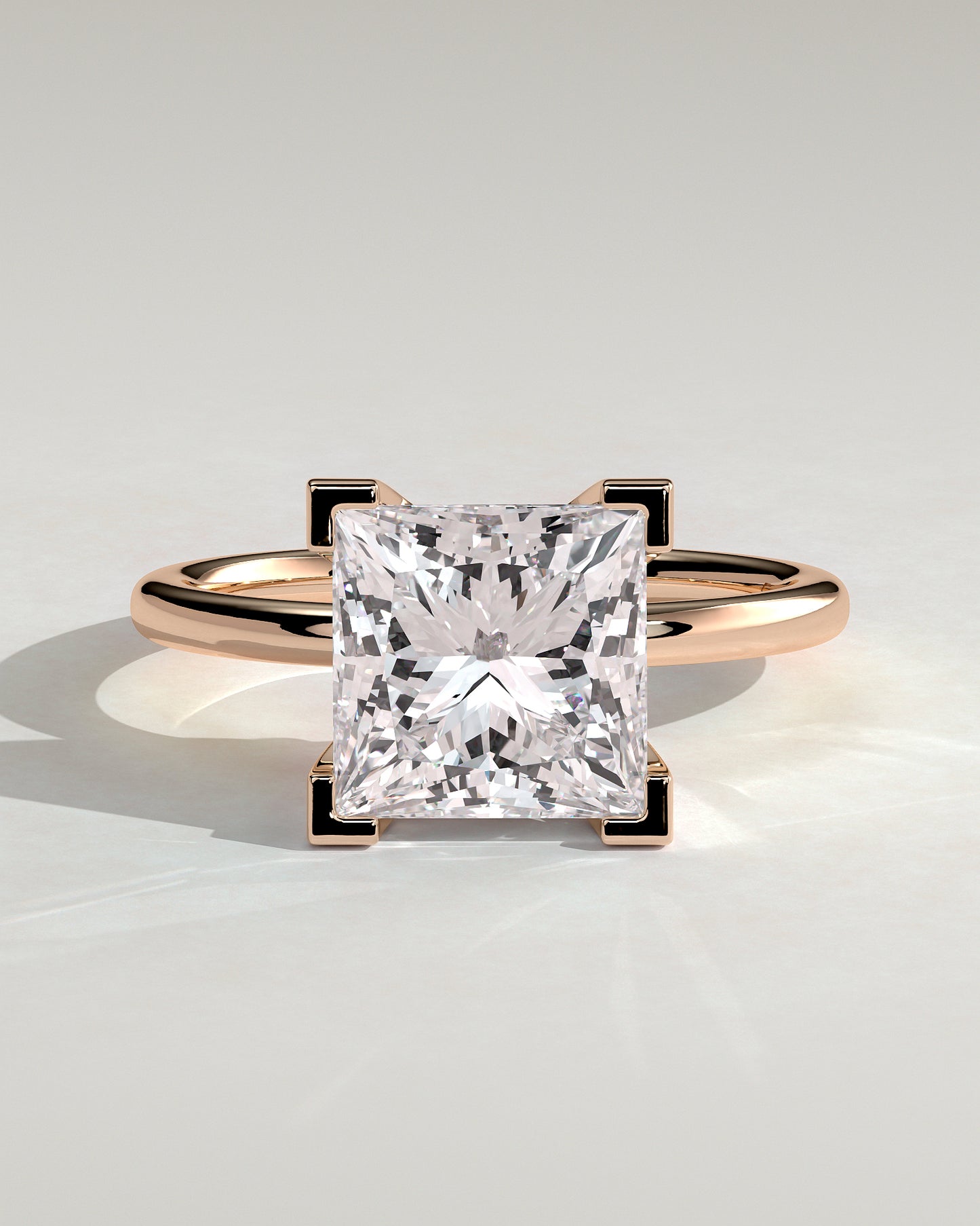 Glinda - Princess Claw Solitaire Engagement Ring - Rose Gold