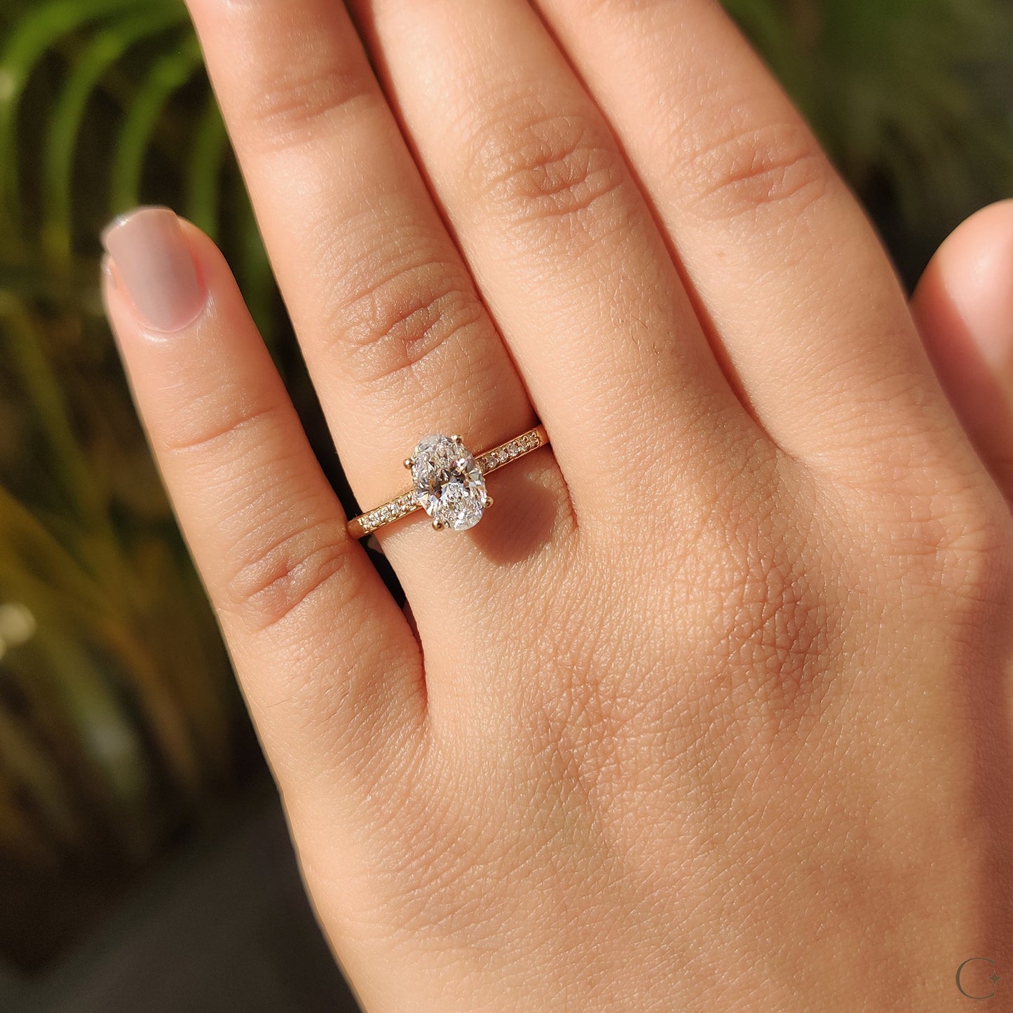 Oval Cut Diamond Ring In Pave Style