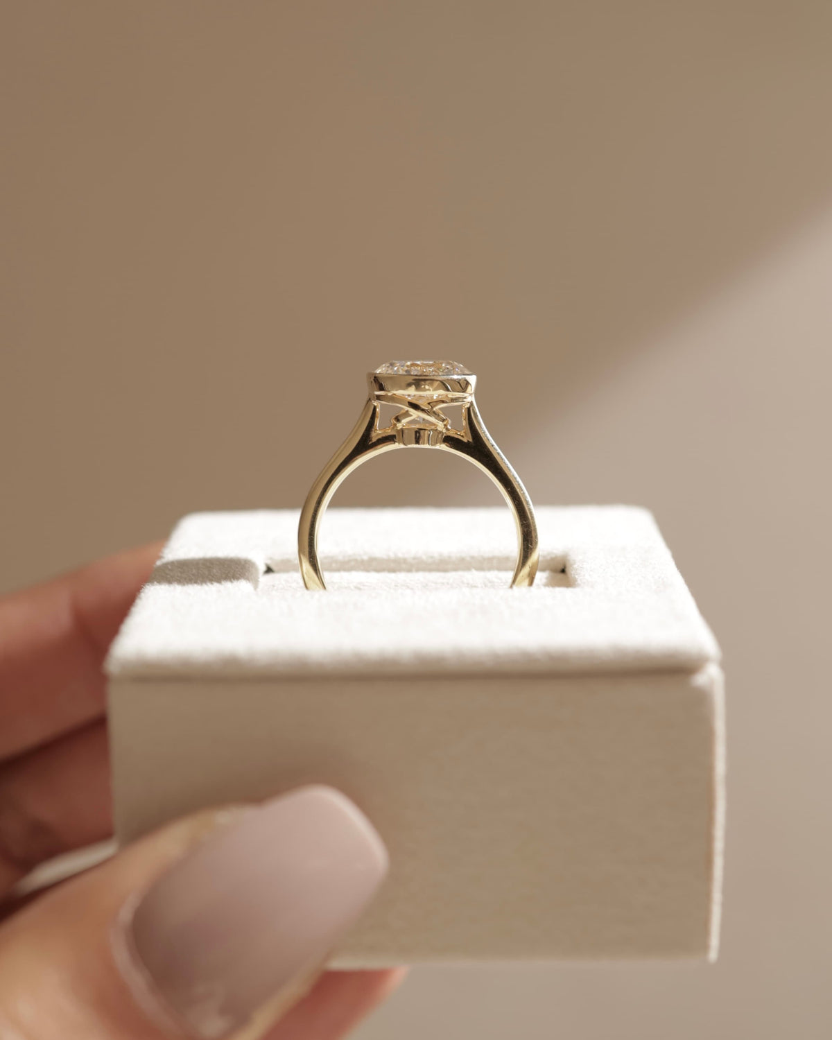Maeve - Round Bezel Solitaire with Twisted Gallery Engagement Ring - White Gold