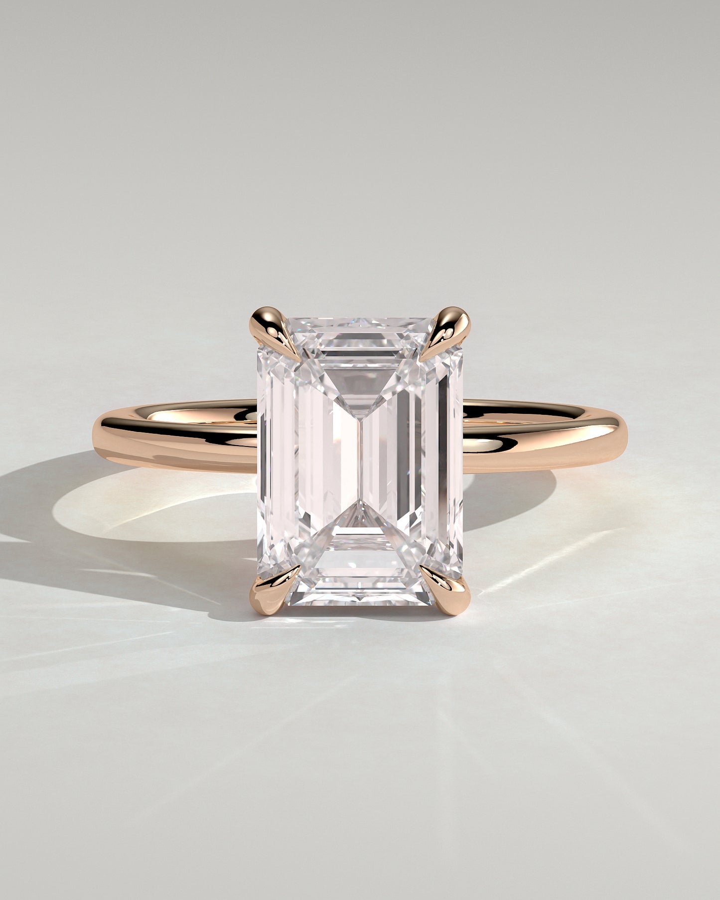 Alina - Emerald Claw Solitaire Engagement Ring - Rose Gold