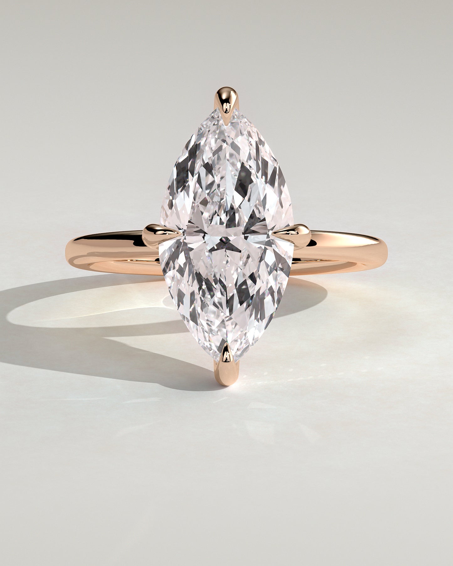 Hellen - Marquise Claw Solitaire with Hidden Halo Engagement Ring - Rose Gold