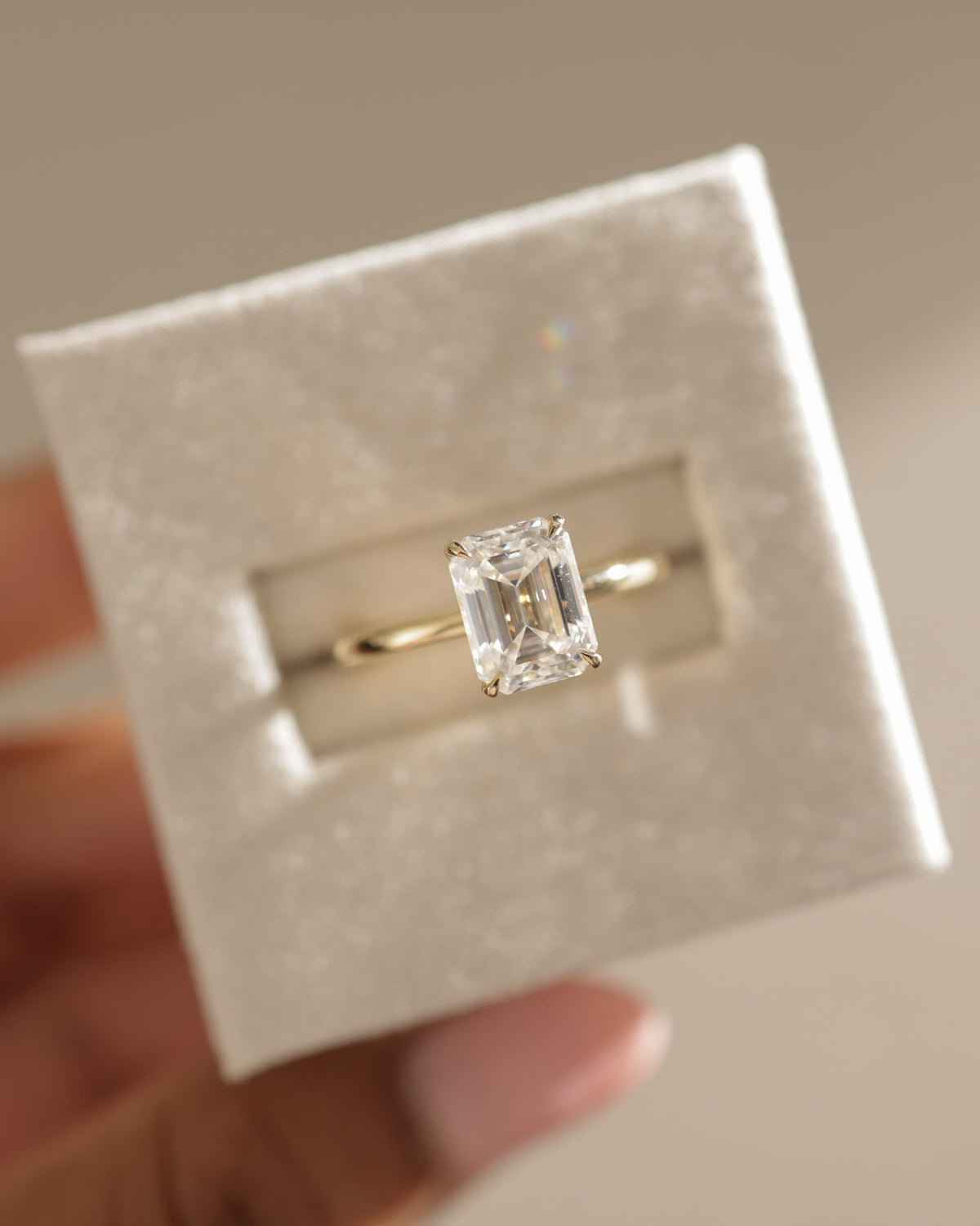 Miller - Emerald Claw Solitaire with Wrap Around Hidden Halo Engagement Ring - Platinum