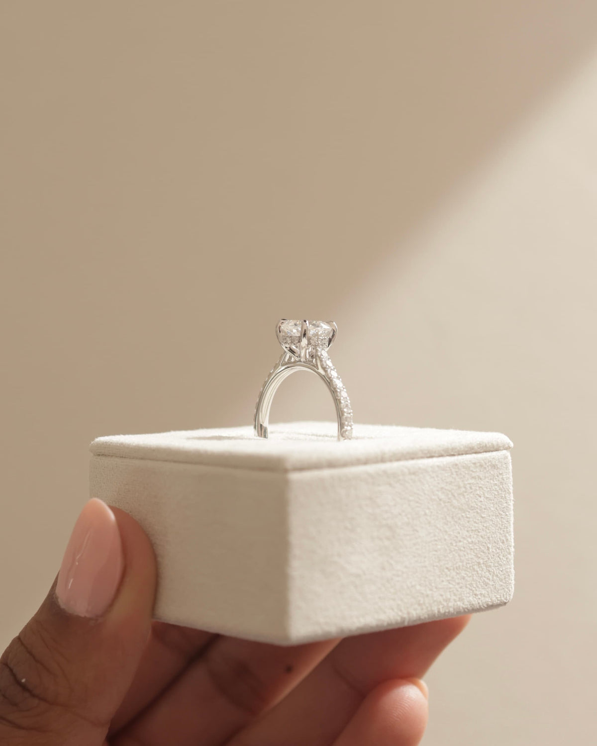 Ashlea - Round Claw Solitaire with Hidden Halo, Pave Band and Cathedral High Setting Engagement Ring - Yellow Gold