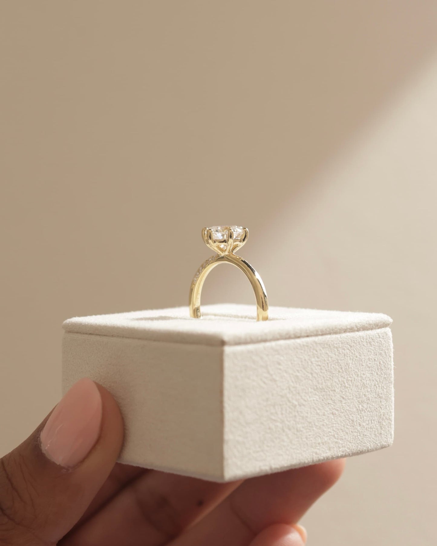 Mahlia - Round Claw Solitaire with Sweeping Micropav?Band Engagement Ring - Rose Gold