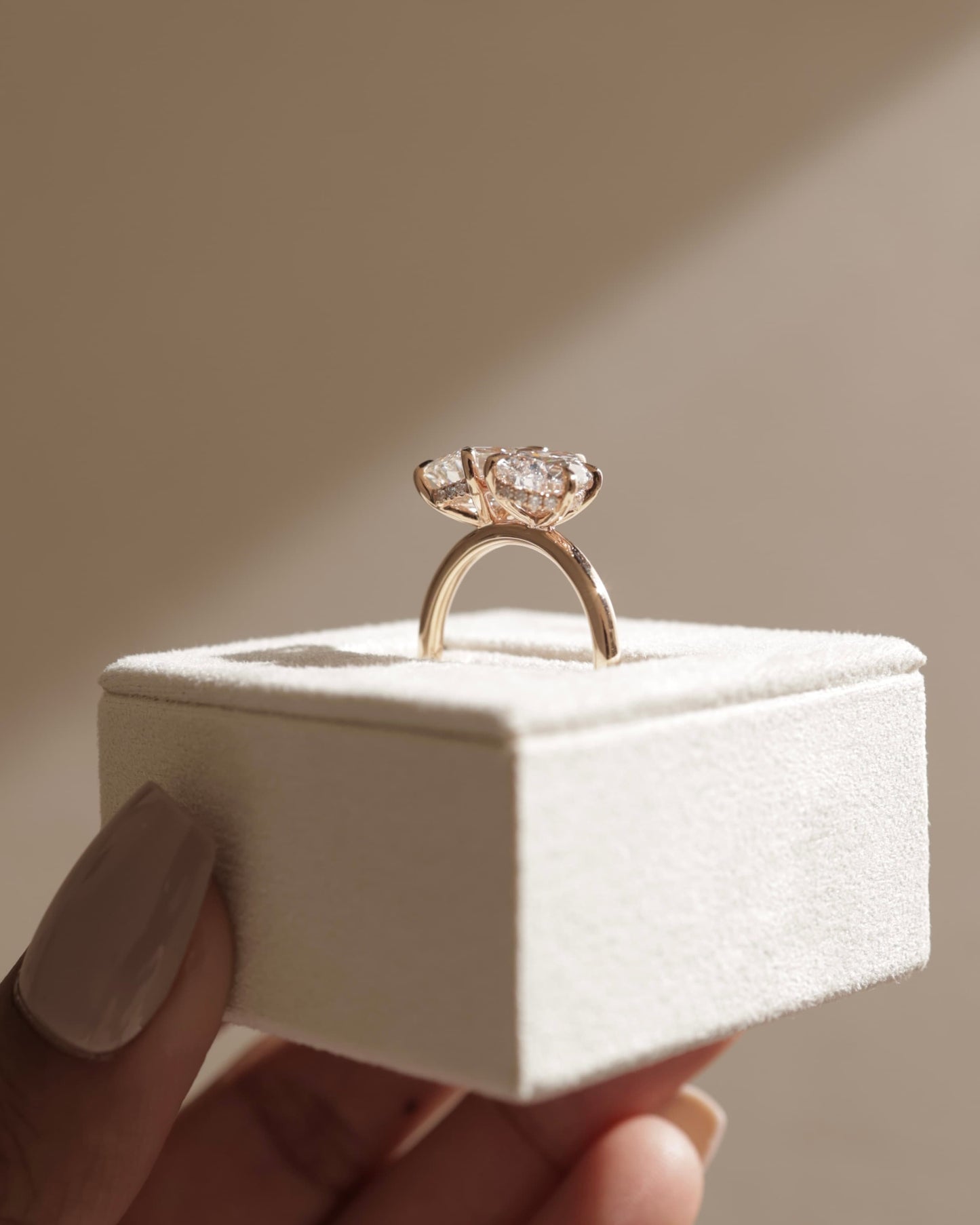 Tahlia - Emerald and Pear Claw Toi et Moi with Hidden Halo Engagement Ring - Rose Two-Tone