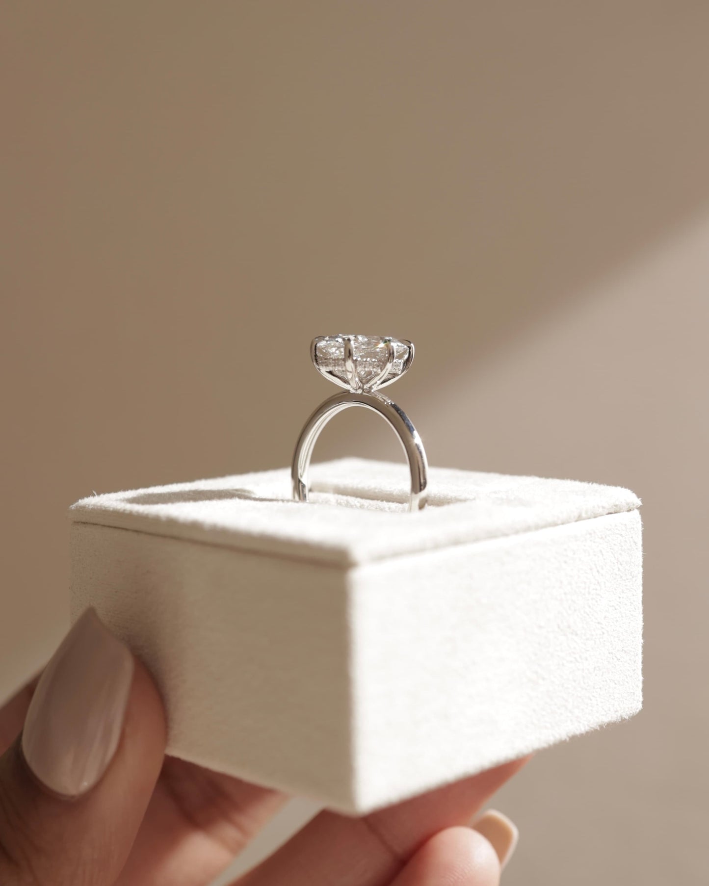 Wilma - Oval Claw Solitaire with Hidden Halo Engagement Ring - Platinum