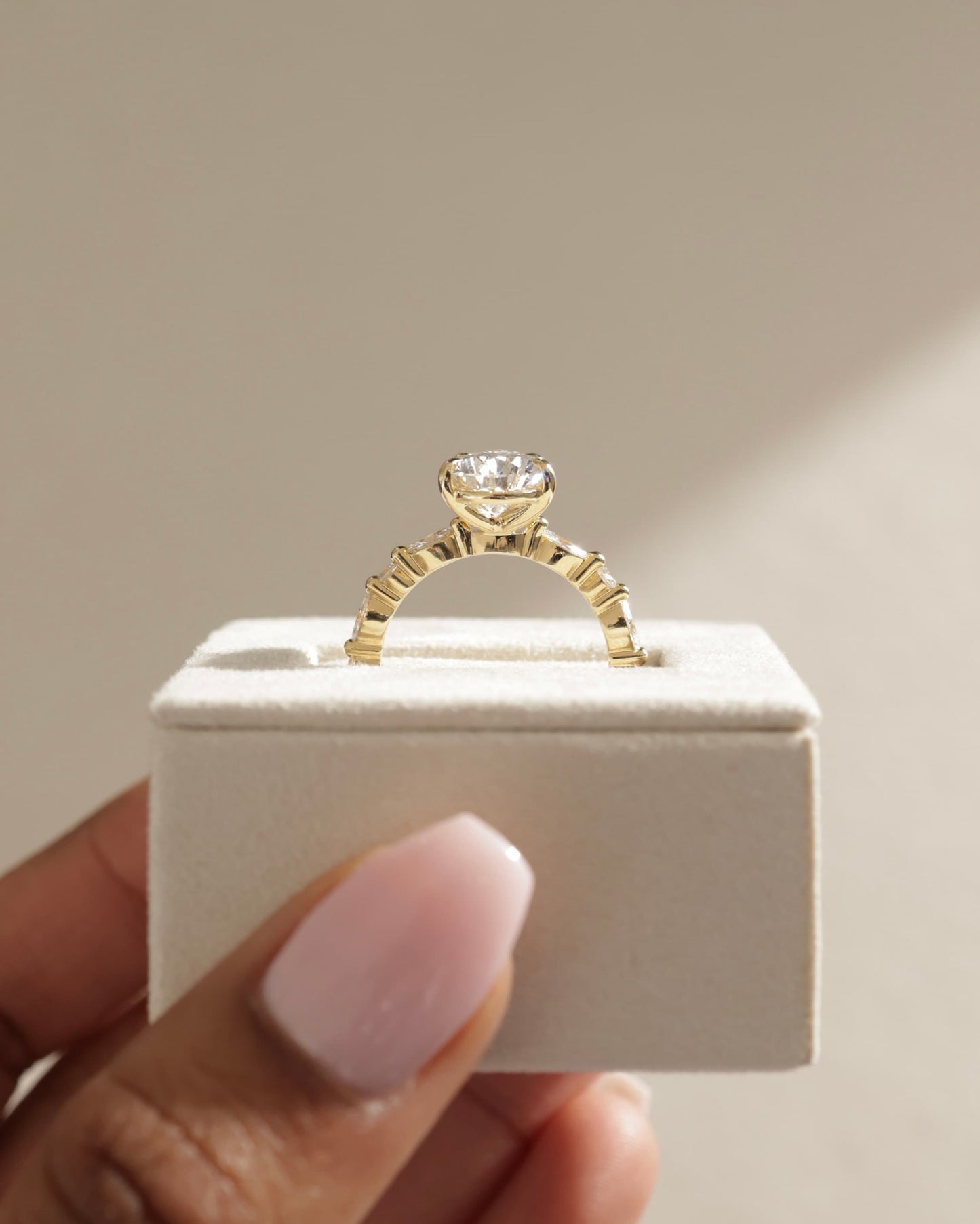 Jacinta - Pear Claw Solitaire with Marquise and Round Accent Stones Engagement Ring - Rose Gold