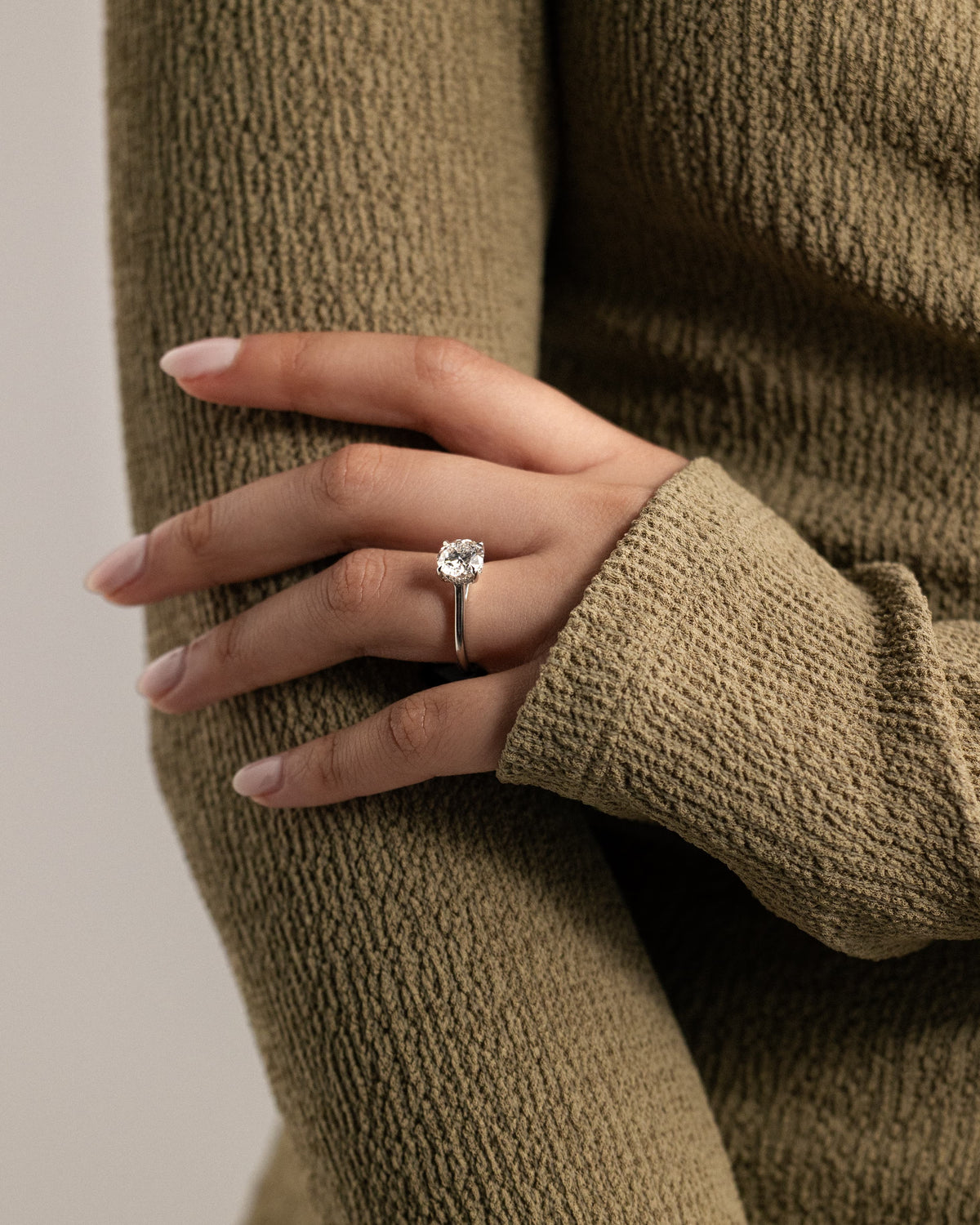 Bonnie - Round Claw Solitaire with Hidden Halo and Cathedral High Setting Engagement Ring - Yellow Gold