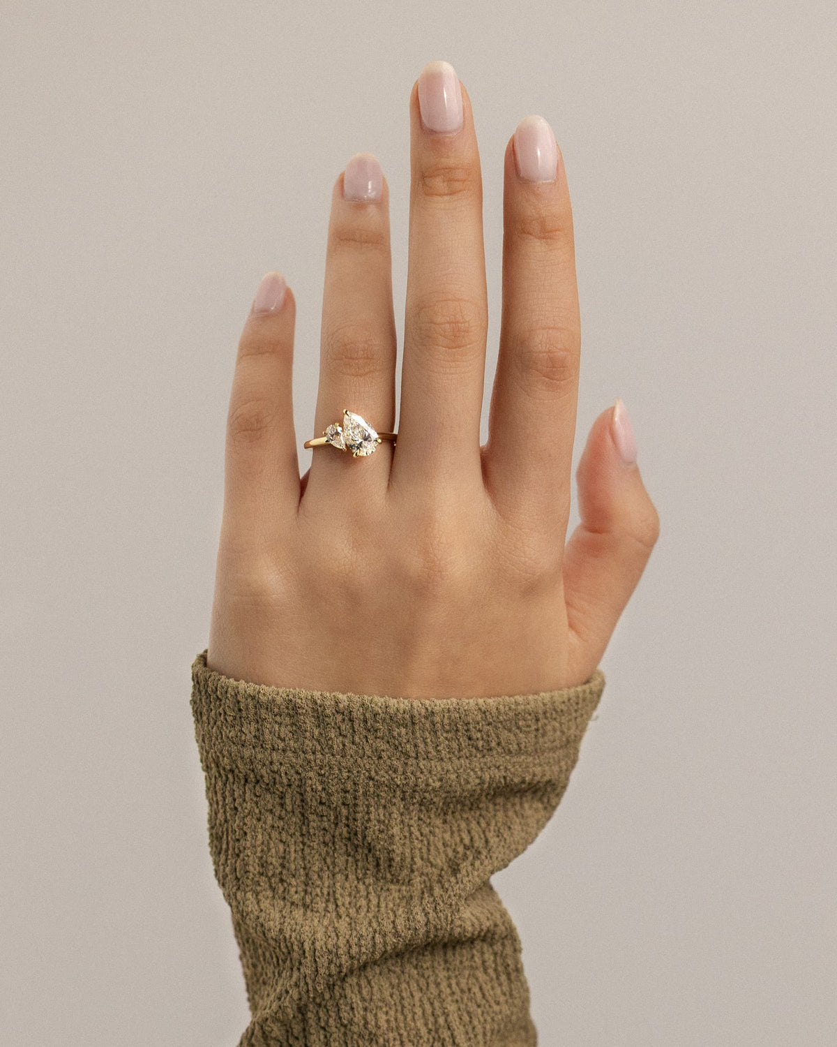 Francesca - Pear and Pear Claw Toi et Moi Engagement Ring - Yellow Gold