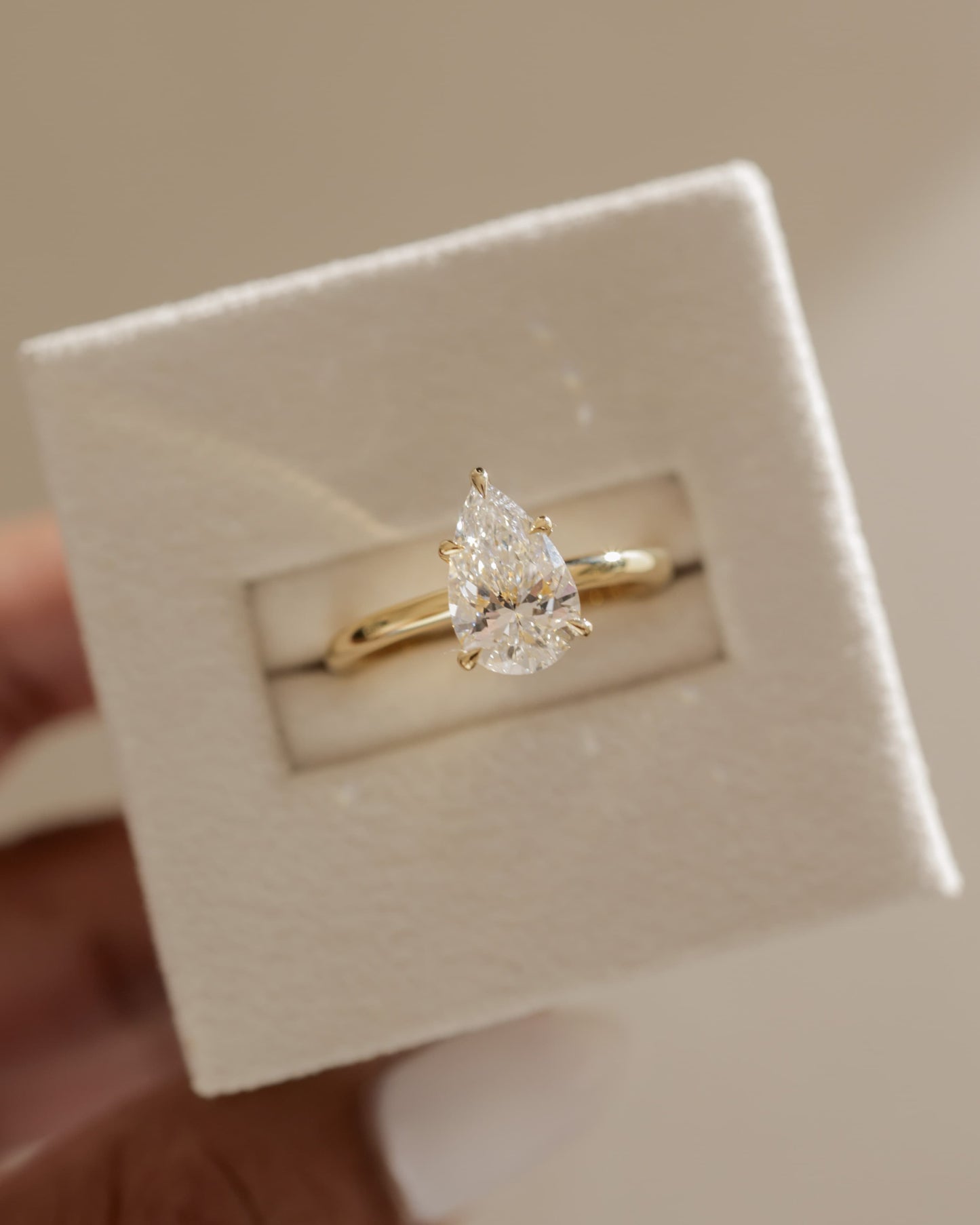 Ainsley - Pear Claw Solitaire with Wrap Around Hidden Halo Engagement Ring - Yellow Gold - yellow gold - Lara Jewels