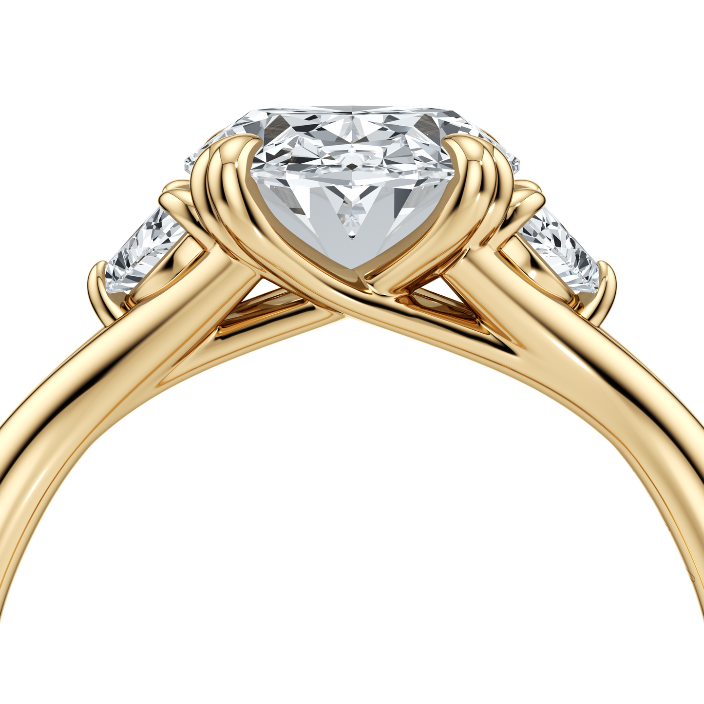 Lara Jewels High Jewellry High Jewelry | Jane Oval Three Stone Engagement Ring - Oval - 18k Yellow Gold - Lifestyle View
