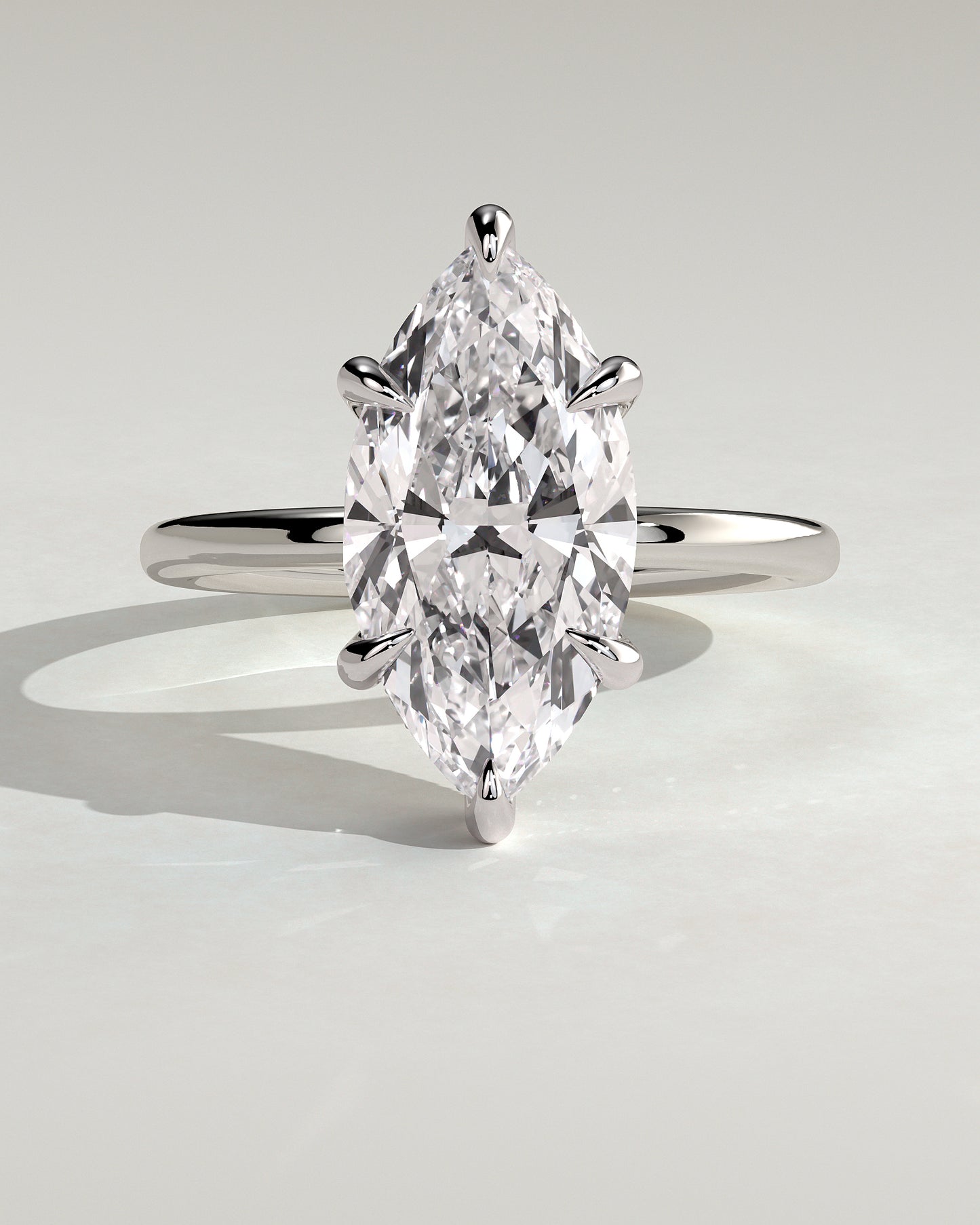 Claire - Marquise Claw Solitaire with Wrap Around Hidden Halo Engagement Ring - Platinum