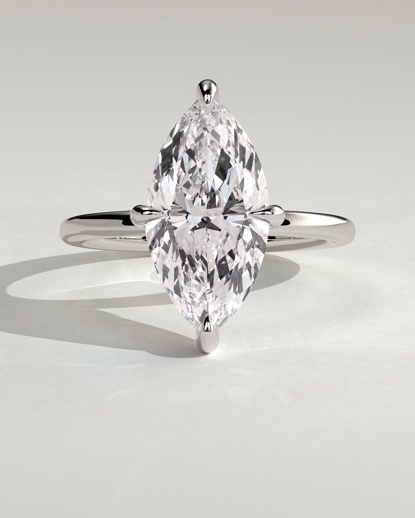 Hellen - Marquise Claw Solitaire with Hidden Halo Engagement Ring - Platinum