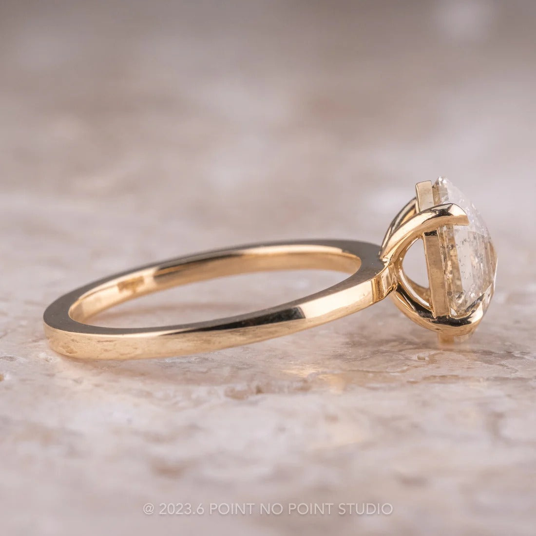 1.19 Carat Salt and Pepper Hexagon Diamond Engagement Ring,