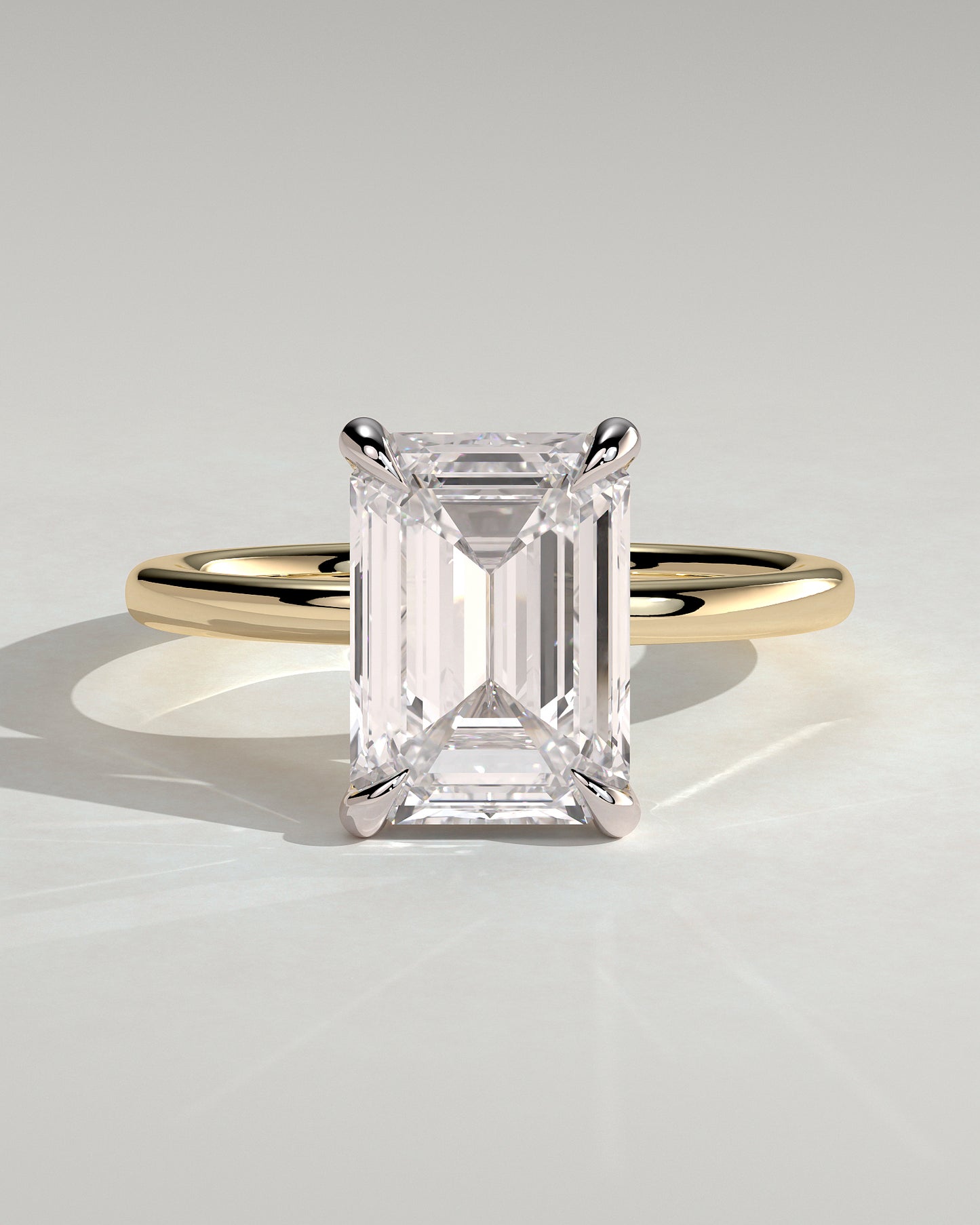 Alina - Emerald Claw Solitaire Engagement Ring - Yellow Two-Tone