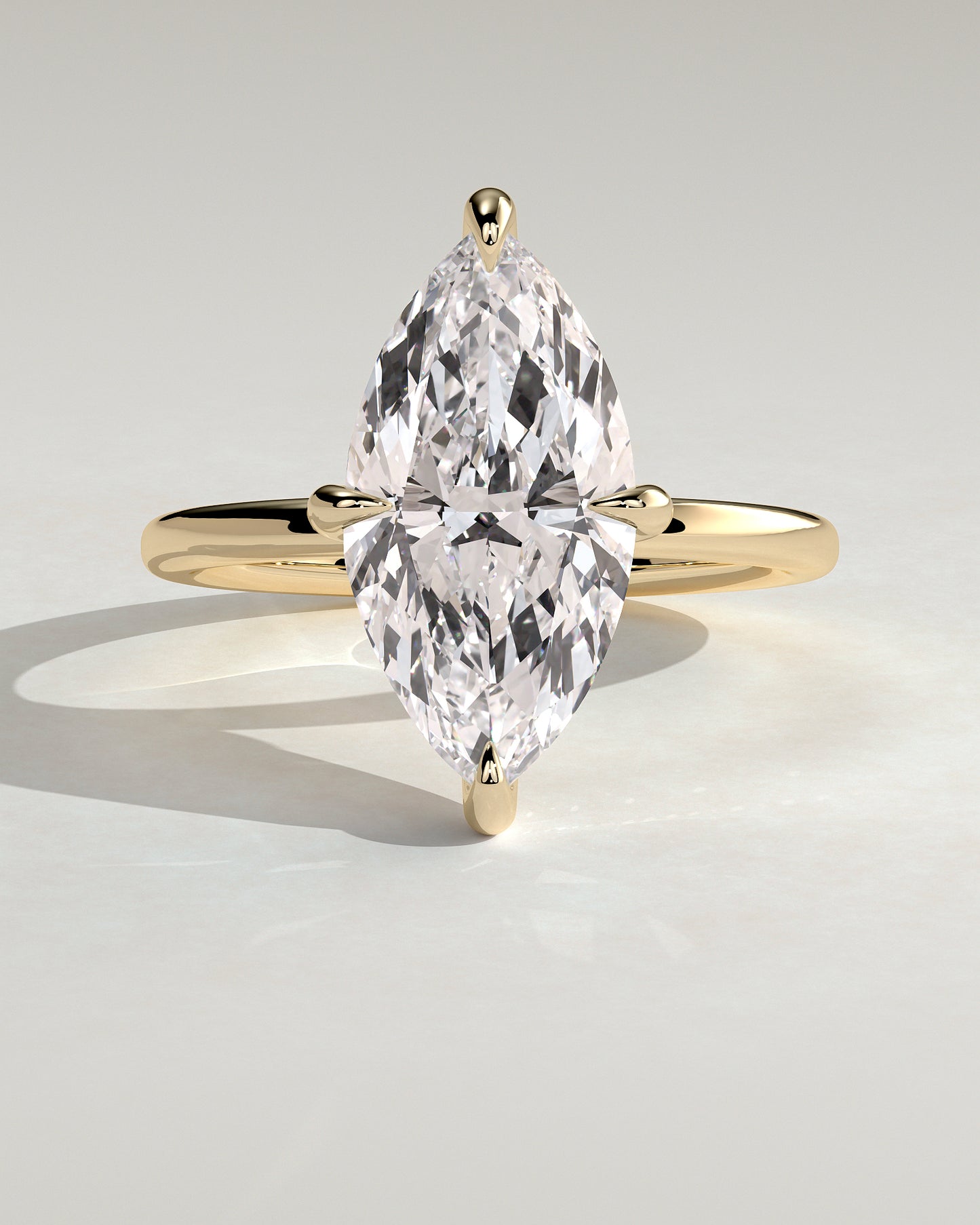 Hellen - Marquise Claw Solitaire with Hidden Halo Engagement Ring - Yellow Gold