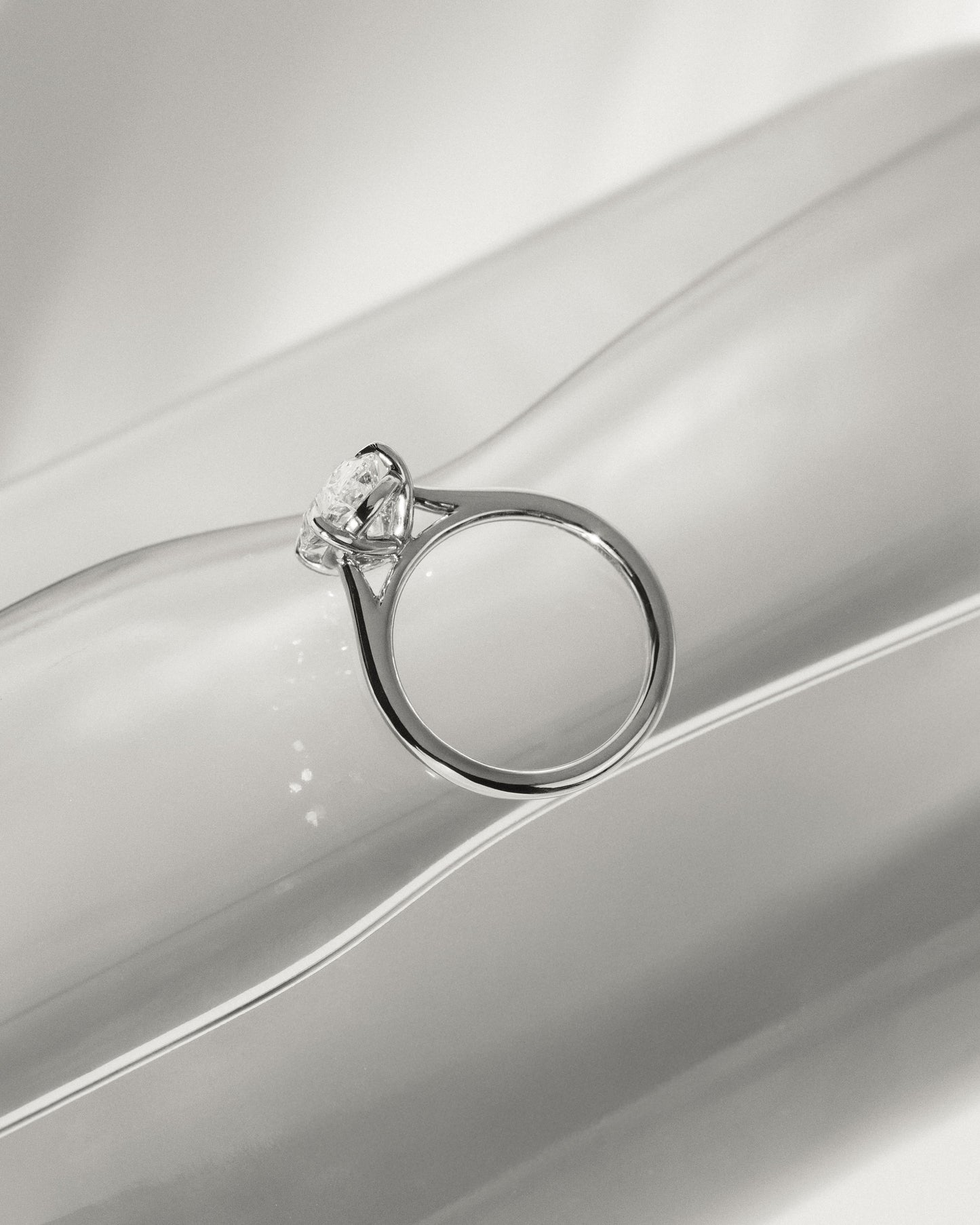 Hilary - Oval Claw Solitaire with Cathedral High Setting Engagement Ring - Yellow Gold