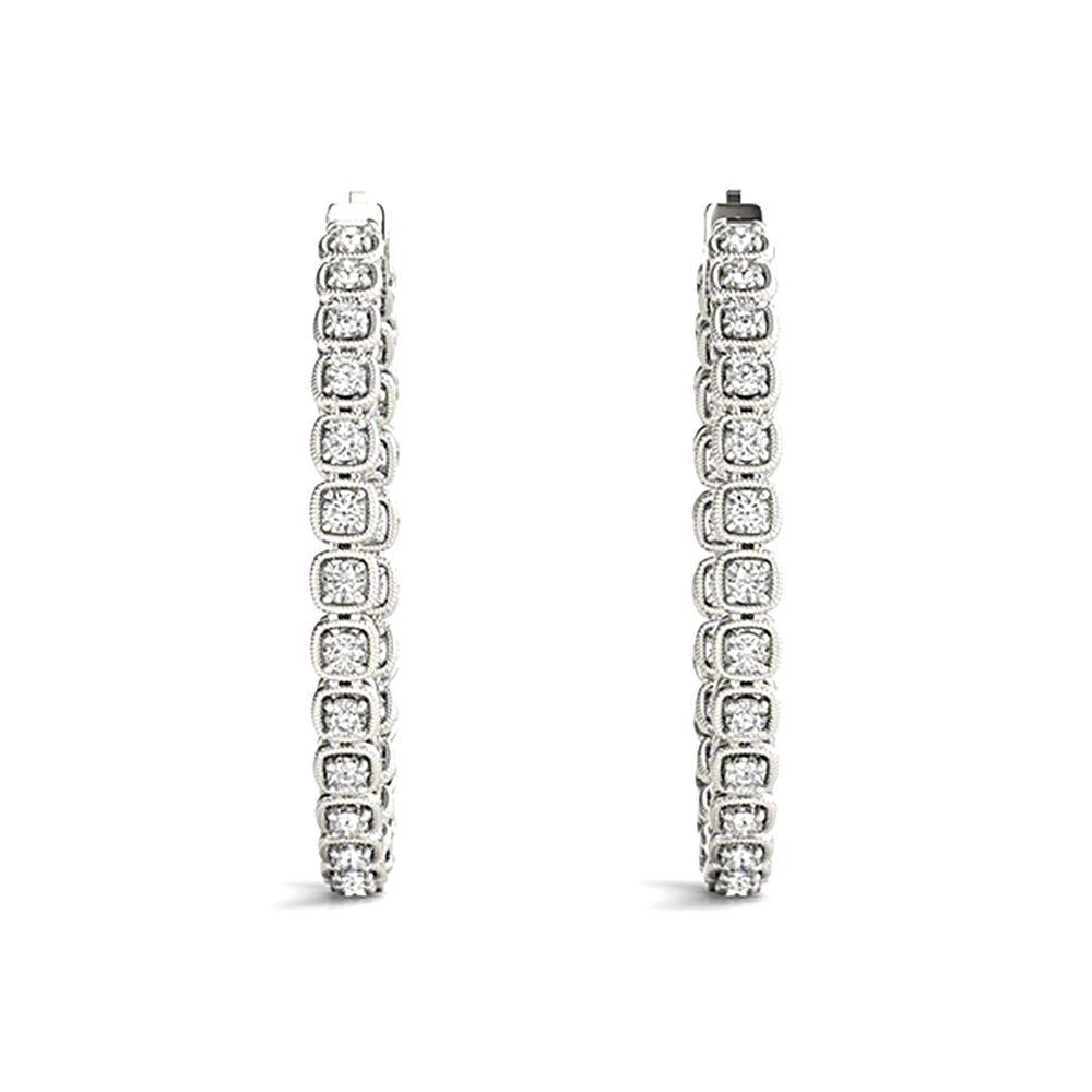 Inside-Out 1.50 ctw Diamond Cluster Hoop Earrings - 14K Yellow Gold - G-H Color SI1-SI2 Clarity