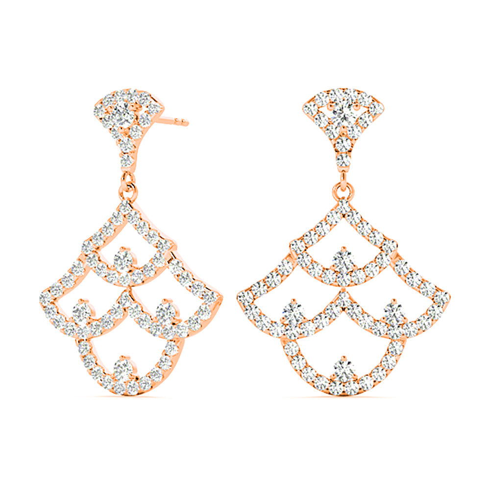 1.00 ctw Diamond Drop Earrings Modern Cocktail Style - Platinum 950