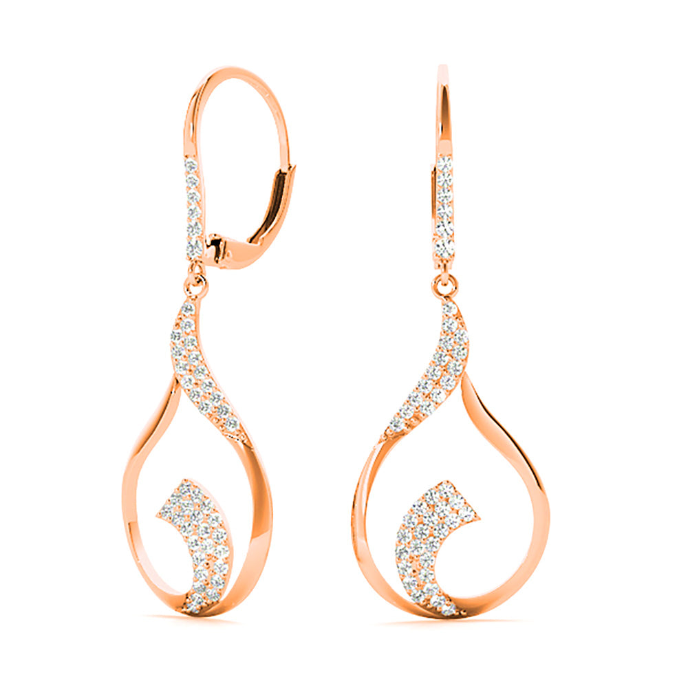0.45 ctw Diamond Drop Earrings Modern Cocktail Style - Platinum 950