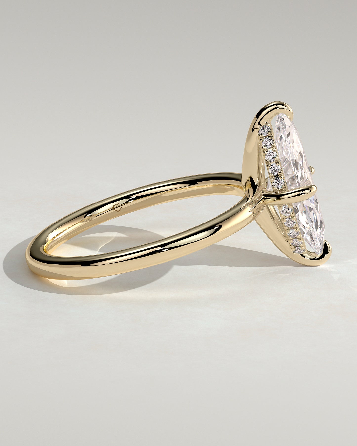 Hellen - Marquise Claw Solitaire with Hidden Halo Engagement Ring - Platinum