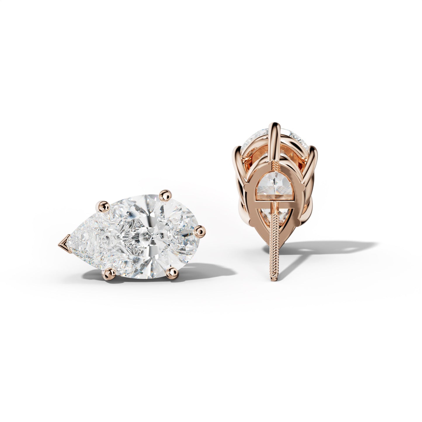 Pear Shape Diamond Stud Earrings With Classic And V Prongs - 1/2 - Platinum 950