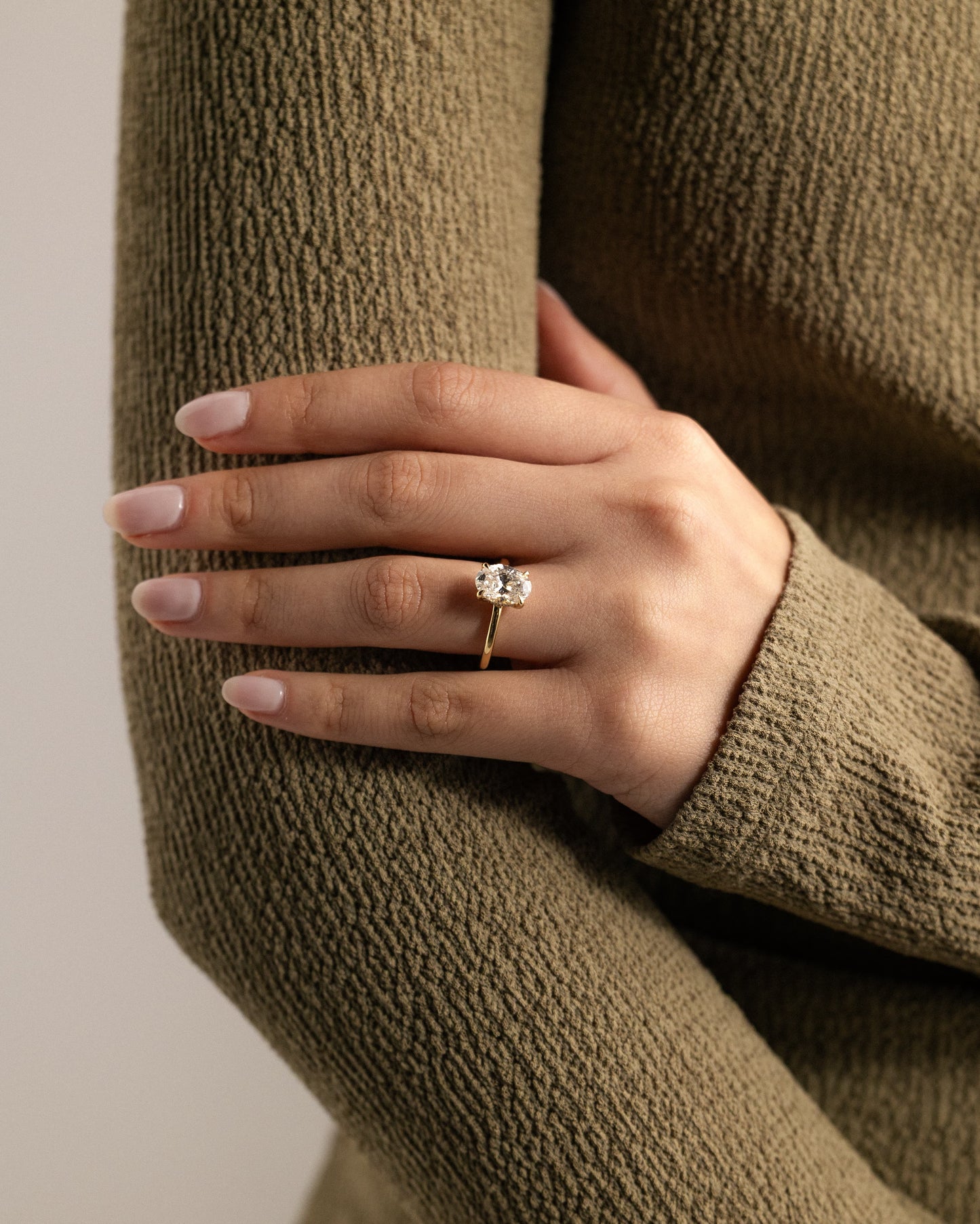Emma - Classic Oval Claw Solitaire with Hidden Halo Engagement Ring - Platinum