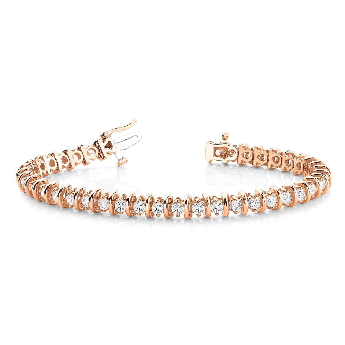 4.00 ctw Round Diamond Bar Tennis Bracelet Two Prong - 18K Rose Gold - F-G Color VS1-VS2 Clarity