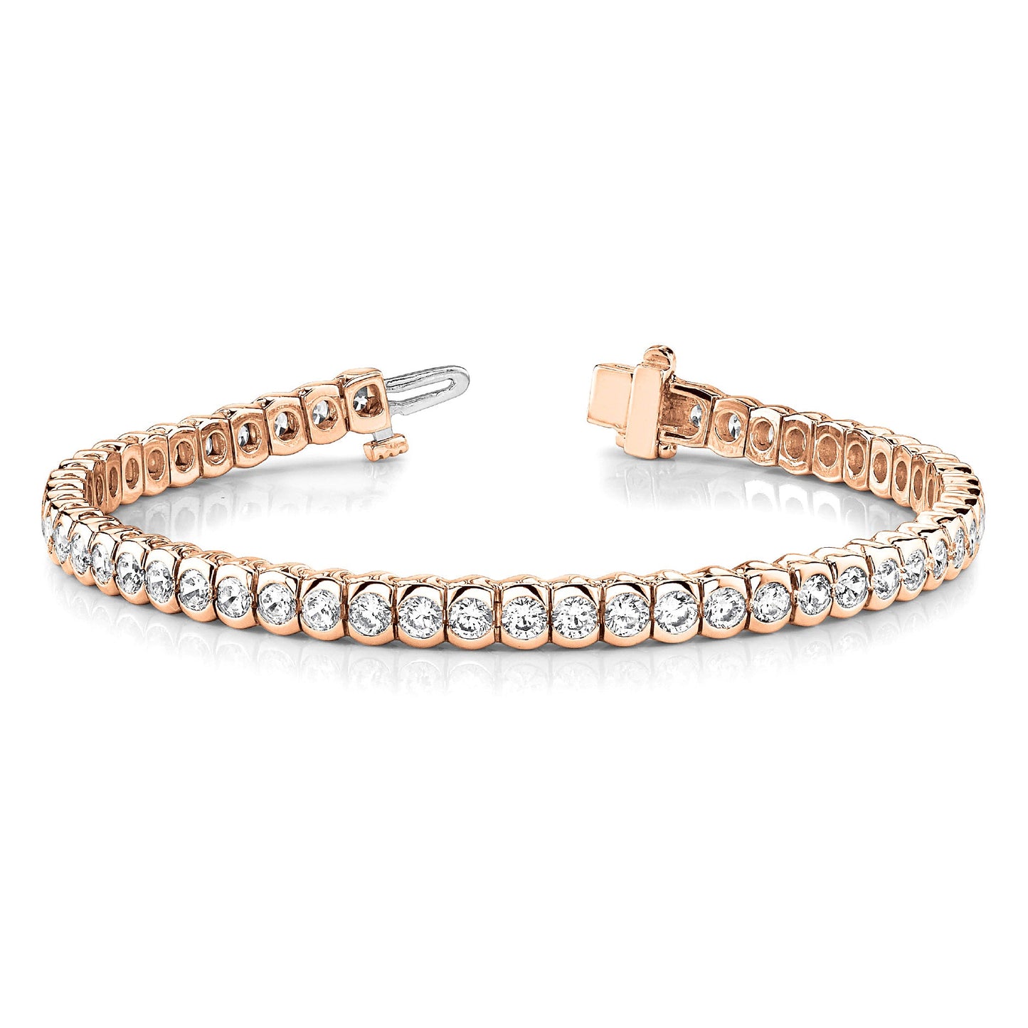 5 ct. Diamond Half Bezel Tennis Bracelet - 14K Rose Gold - F-G Color VS1-VS2 Clarity