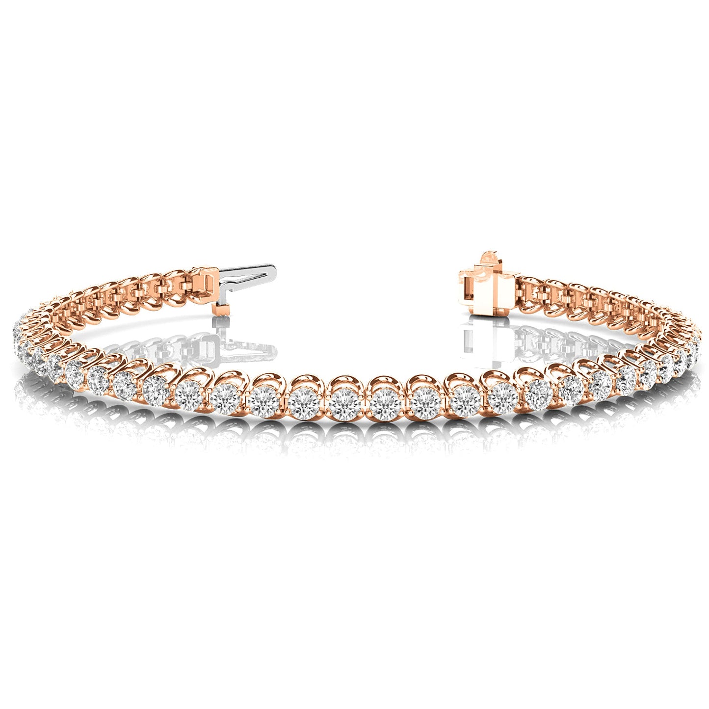 4.00 ctw Round Diamond Tennis Bracelet Four Prong Set - 18K Rose Gold