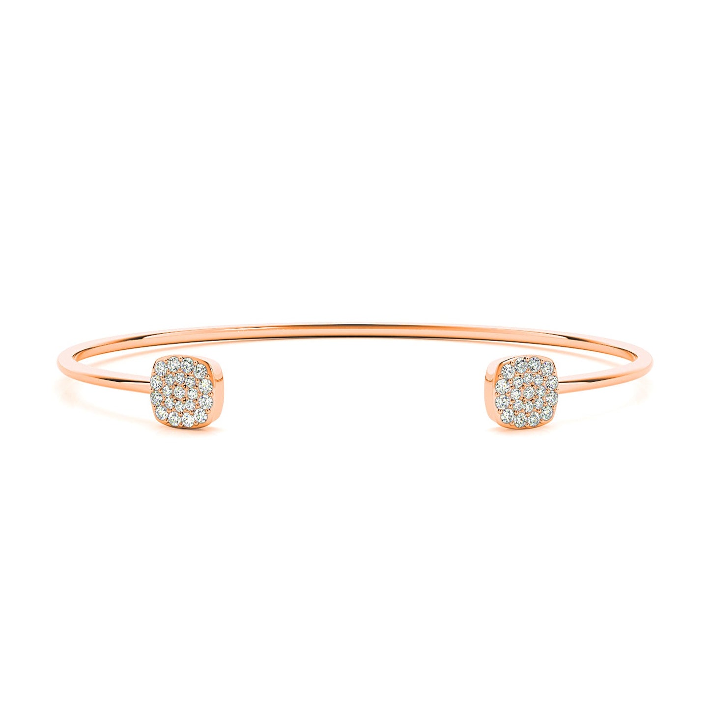 Cushion Cluster 0.35 ctw Round Diamond Cuff Bangle Bracelet - 18K Rose Gold