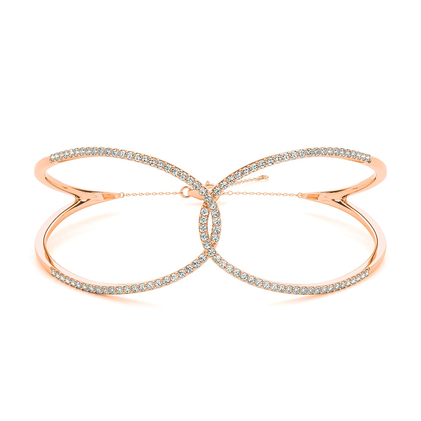 Love Knot 0.65 ctw Diamond Bangle Bracelet Pave Set - 18K Rose Gold