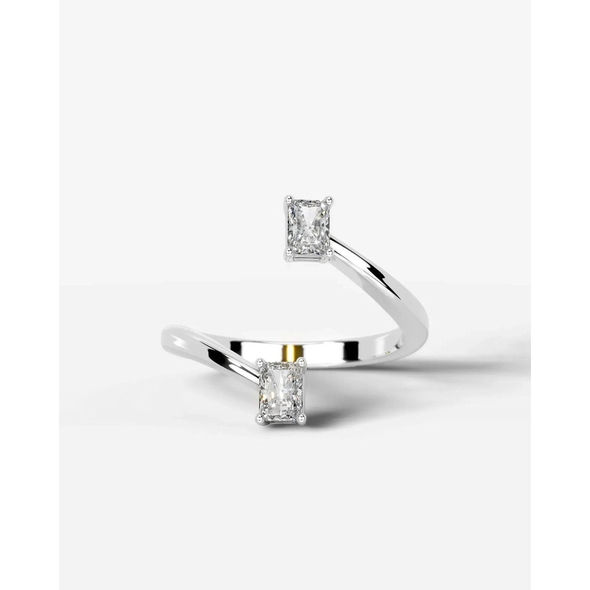Anita Elongated Radiant Lab Grown Round Diamond Wedding Ring - Platinum