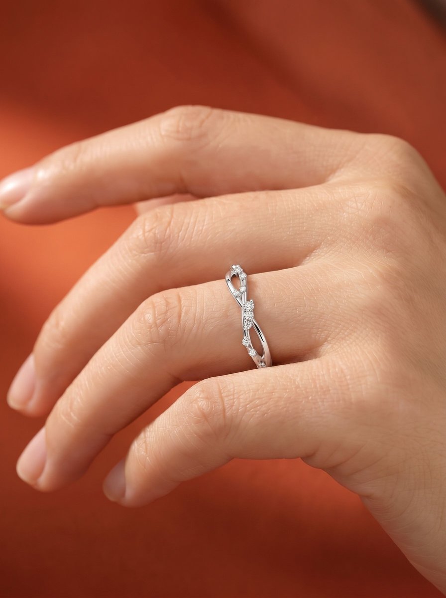 Ausha Lab Grown Round Diamond Wedding Ring - Platinum