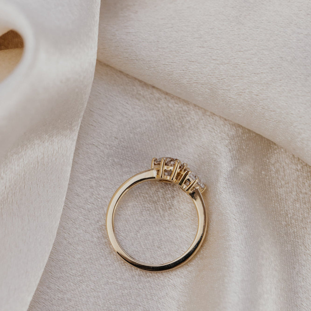 The Toi et Moi Oval Champagne Diamond and Pear Lab Grown Diamond Ring