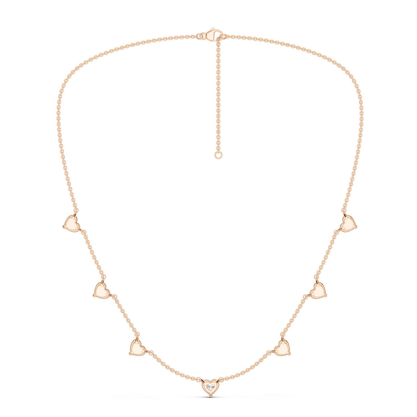 7-Stone Heart Diamond Necklace