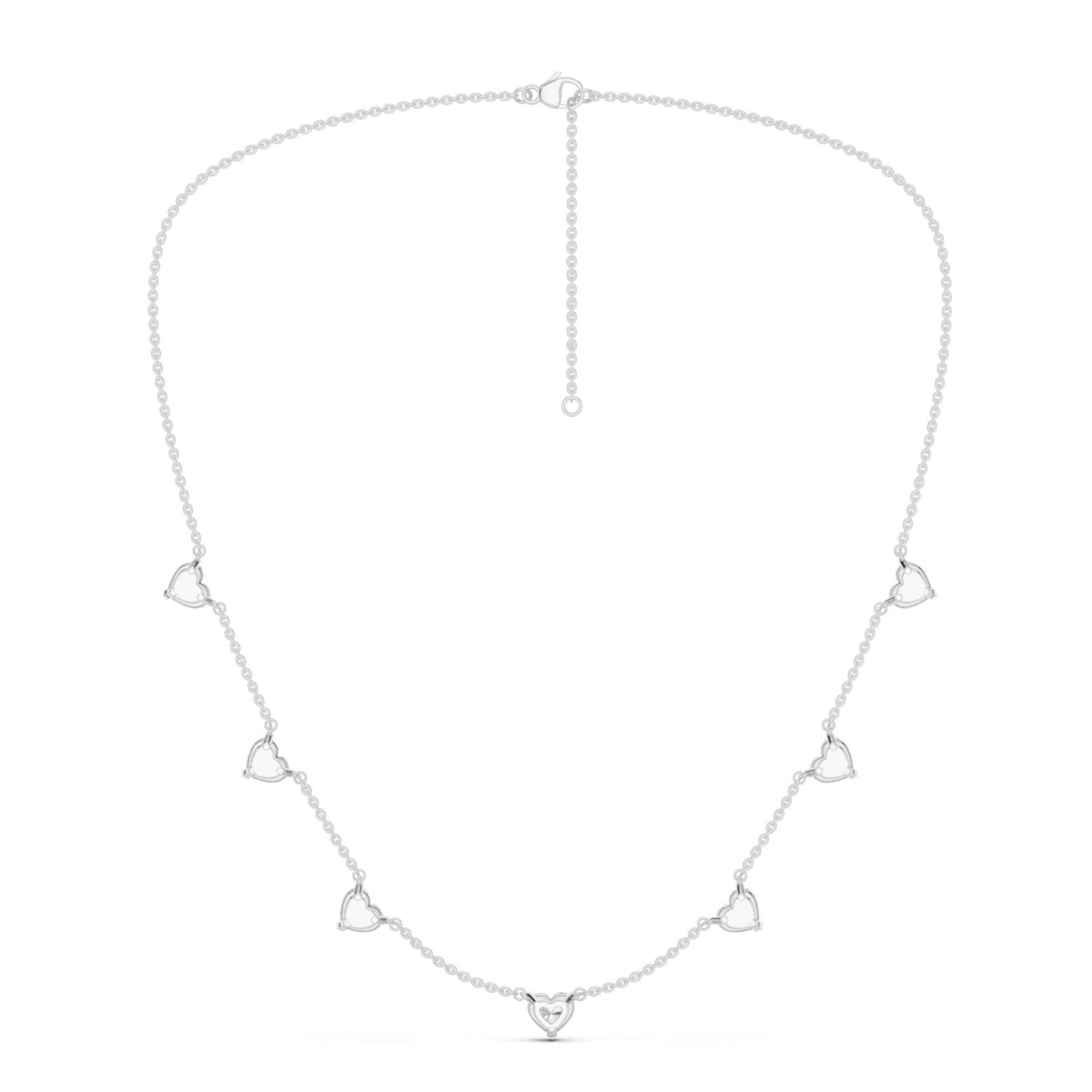 7-Stone Heart Diamond Necklace