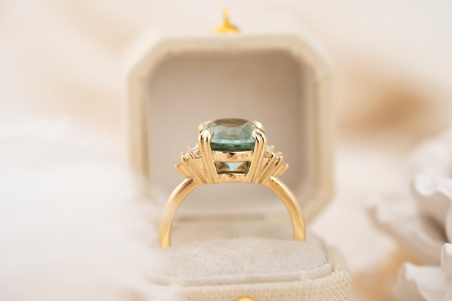 The Low Maren Ring | 4.37 CT Oval Teal Tourmaline | Faceted by Eric Trudell