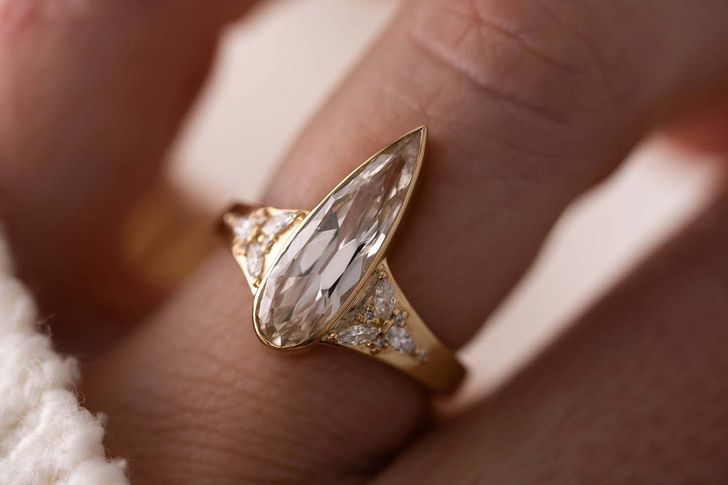 The Daylight Ring | 2.04 CT Elongated Pear Cut Champagne Diamond