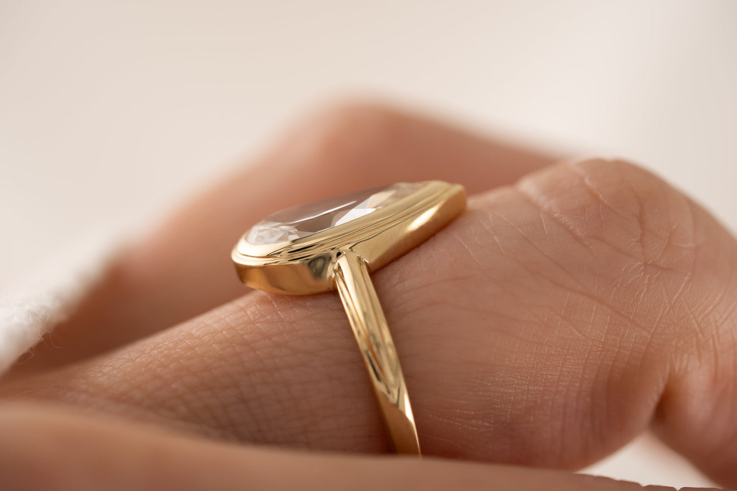The Serenity Ring | 1.7 CT Champagne Elongated Pear Diamond