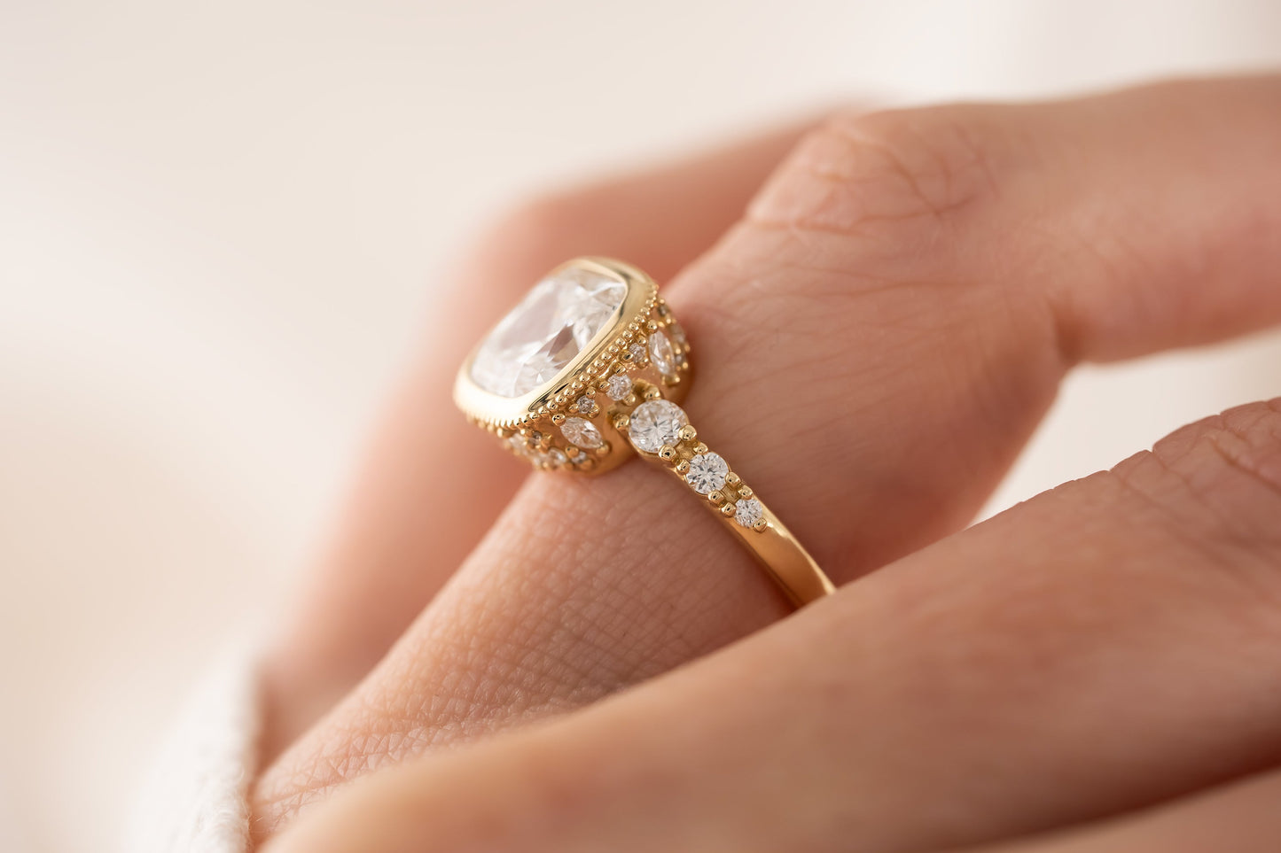 The Sitara Ring | 4.23 CT Fancy Cushion Cut Diamond