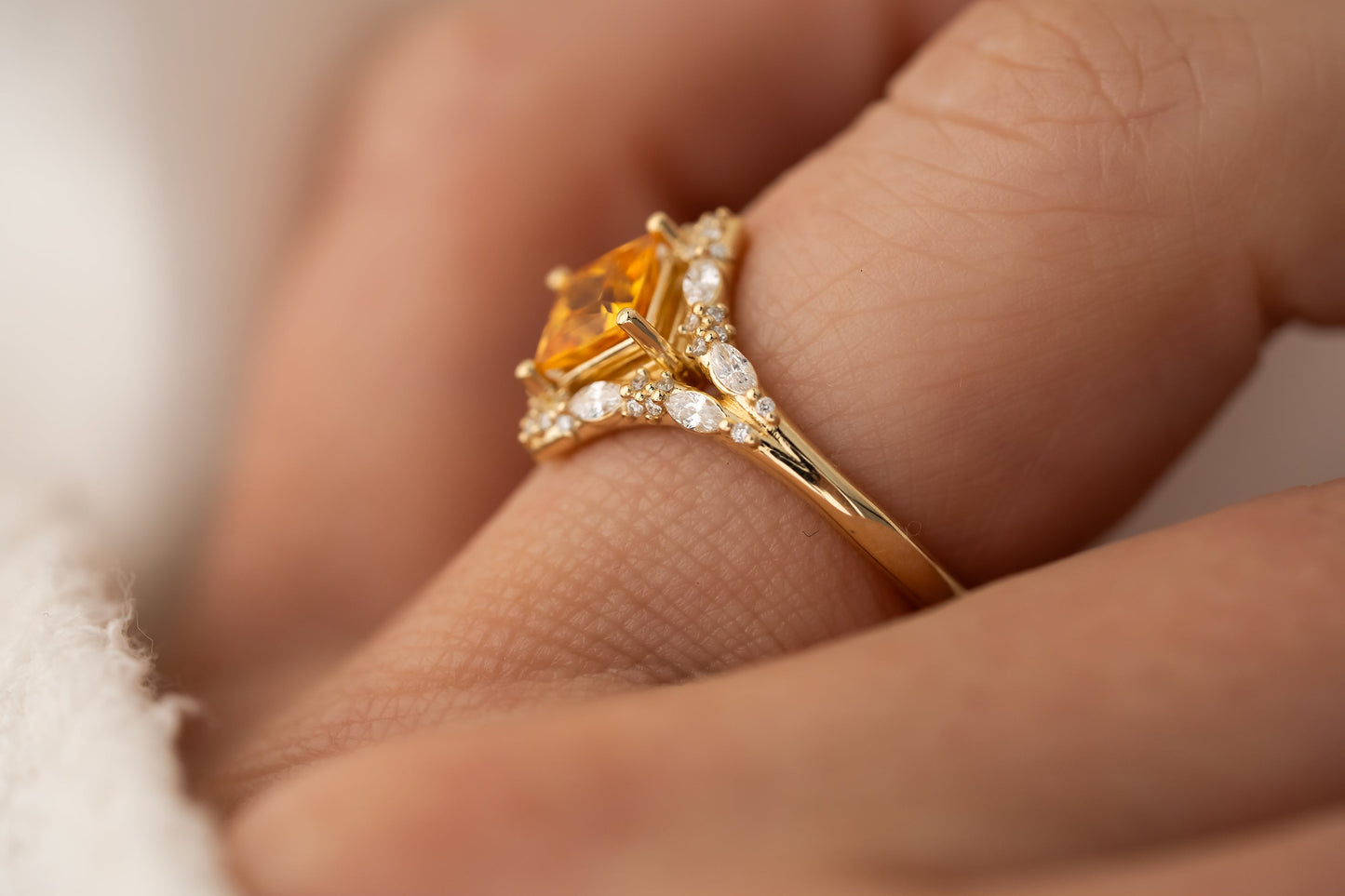 The Oracle Ring | 1.1 CT Princess Cut Orange Sapphire