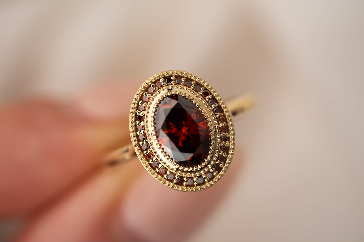 The Satine Ring | 1.34 CT Oval Red Diamond