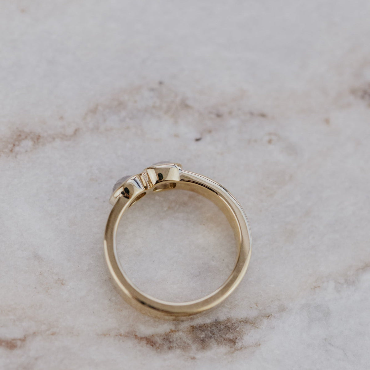 The Madison Round and Cushion Rustic Diamond Ring