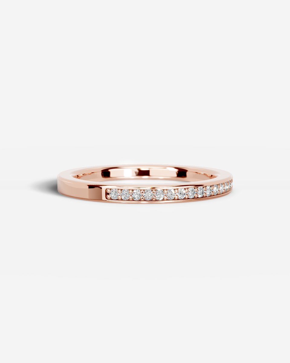 Giselle Lab Grown Round Diamond Wedding Ring - Rose Gold
