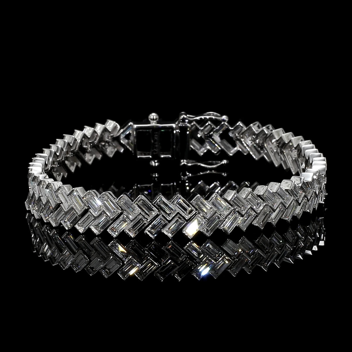 14K White Gold Baguette Tennis Bracelet - 14K / White Gold / 11.50 CTW