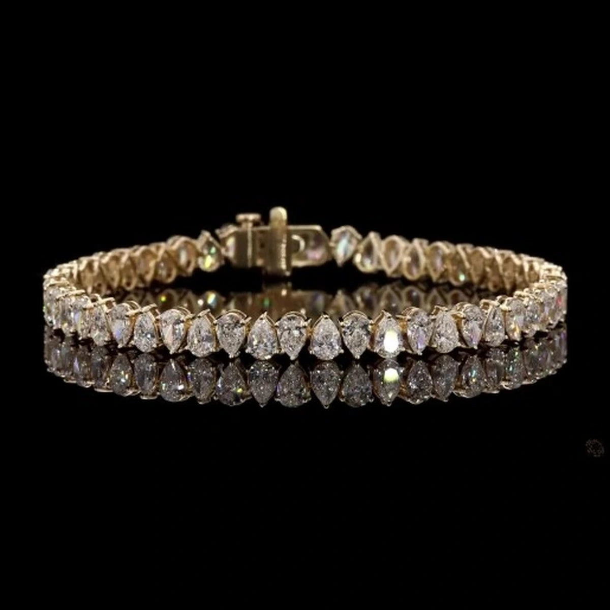 14K Yellow Gold Classic Pear Tennis Bracelet - 14K / White Gold / 8.50 CTW