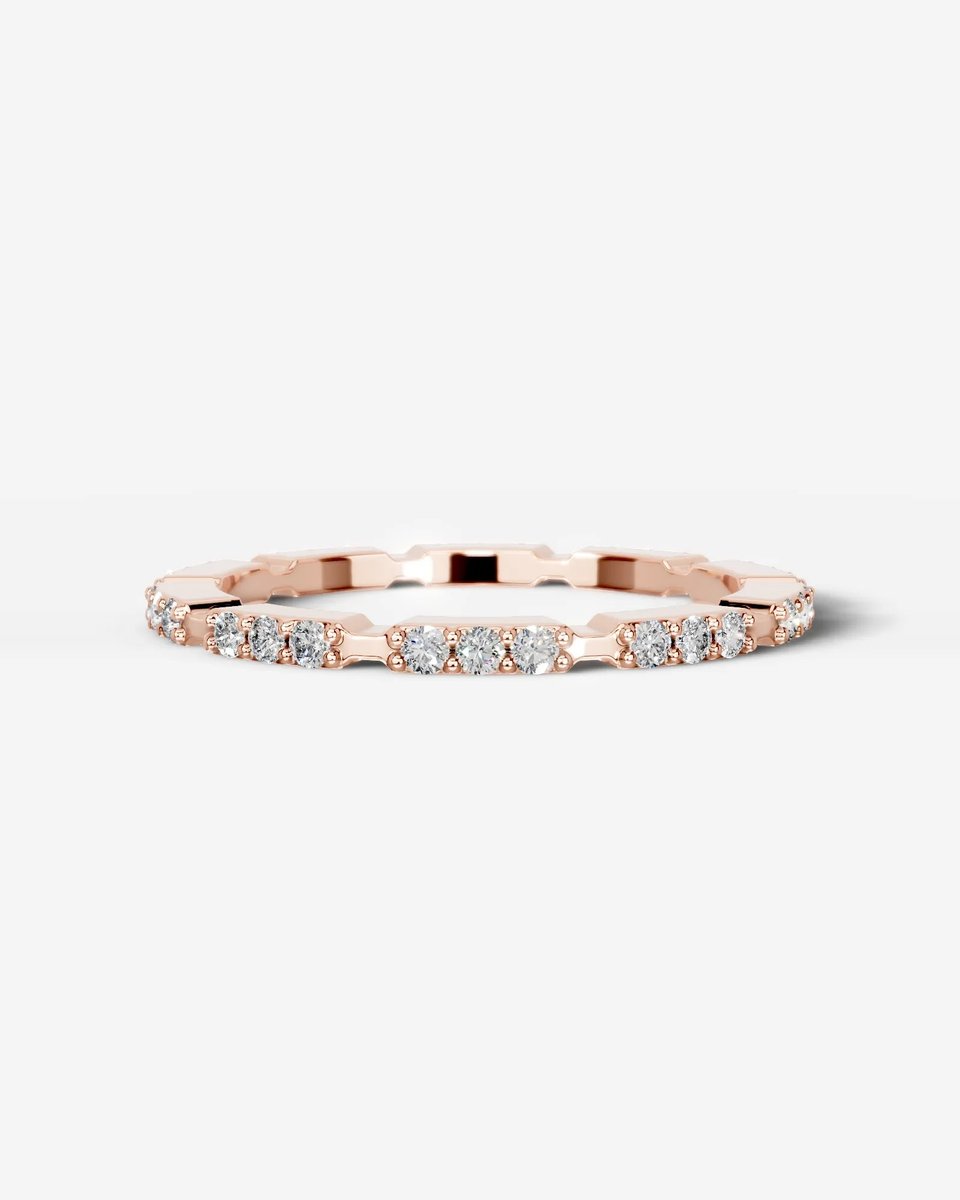 Octavia Lab Grown Round Diamond Wedding Ring - Rose Gold