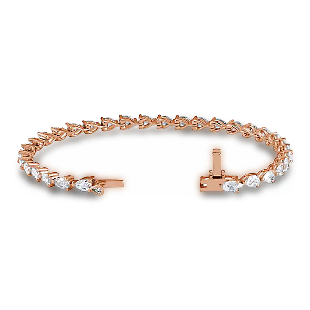 Pear Shape Diamond Tennis Bracelet - 14K Yellow Gold - E-F Color VS1-VS2 Clarity